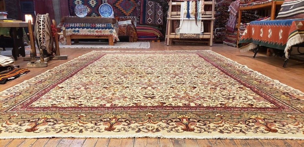 Exquisite 1900-1939's Antique,Muted Colors Legendary Hereke Rug 7x10ft