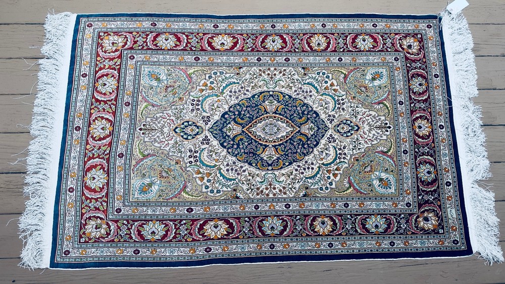 Authenntic-100% Hereke Silk Rug 3x5ft Vintage Luxury Rug 80 RAJ