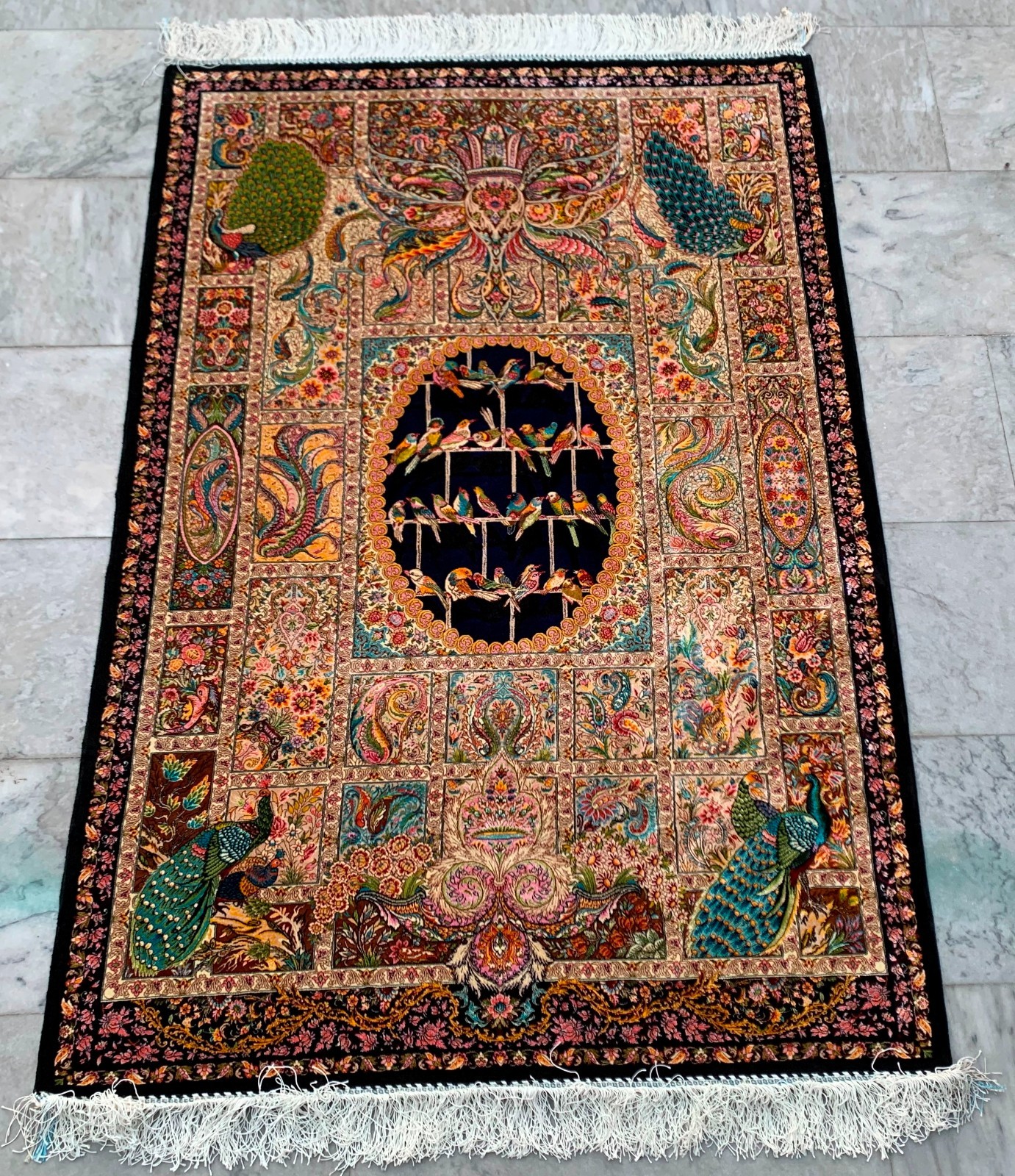 100% Silk Rug Tree of Life Silk Rug Handmade Fringes and Borders 3x5 ft gallery