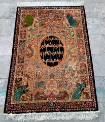 100% Silk Rug Tree of Life Silk Rug Handmade Fringes and Borders 3×5 ft