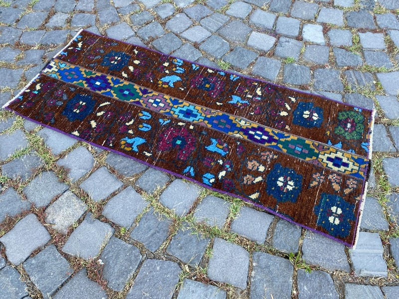 Patchwork rug,Bohemian rugs, Runner rug, Handmade rug,Turkish rug | 1,5 x 3,7 ft gallery