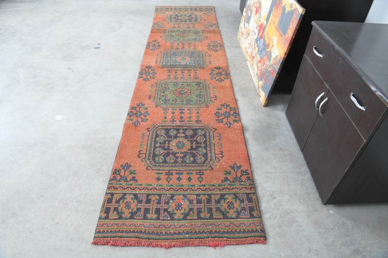 Oushak Runner Rugs Turkish Runner Hand-Knotted Carpet Vintage Rug 3 x 11 ft 283 gallery