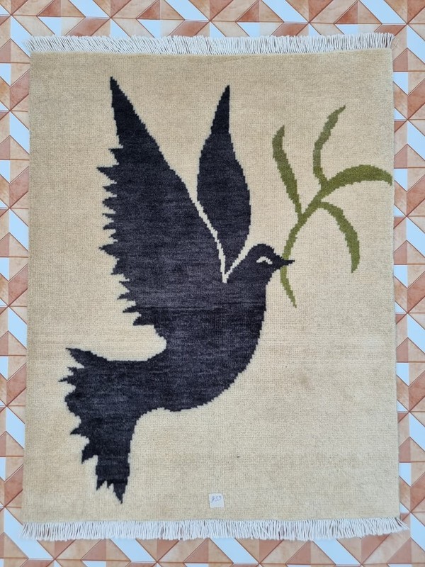Antiqeu Afghan Hand Vintage Rug Bird Design Rug Home Decor wall Hinging Rug gallery
