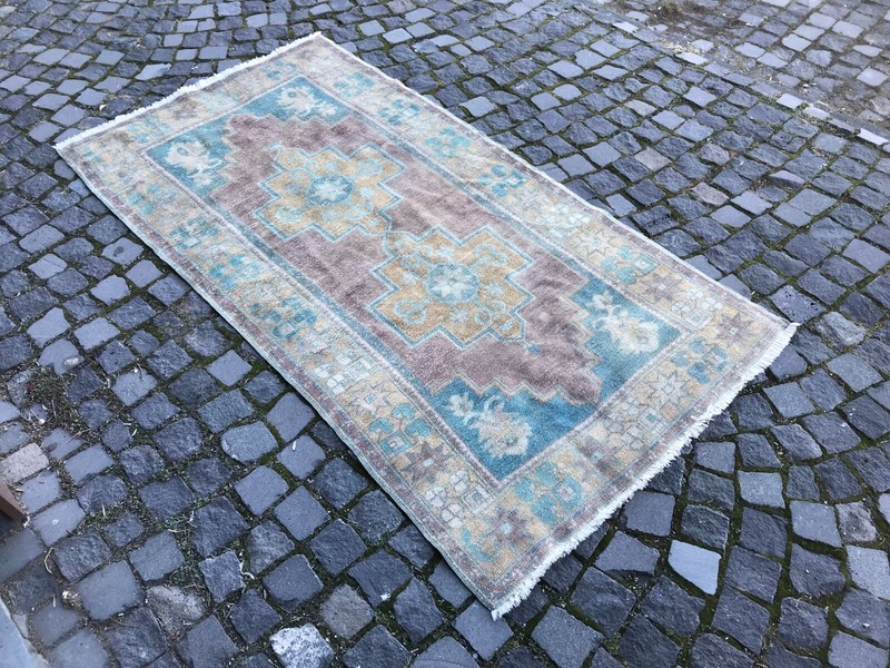 Bohemian Area Rug Handmade Wool Rug Turkish Vintage Traditional Rug Home Decor gallery