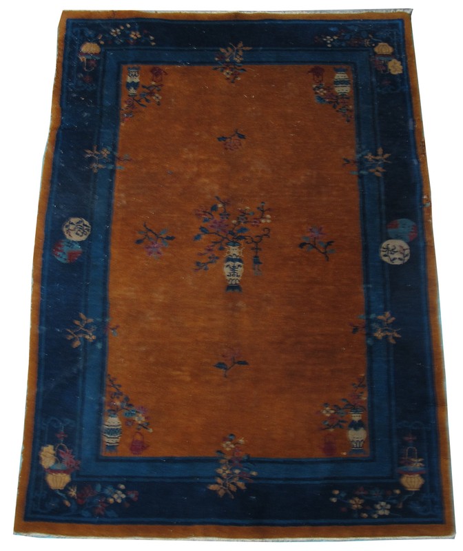 Early 20th Century Handmade Chinese Art Deco Rug 6 ft 3 in 4 ft 4 in gallery