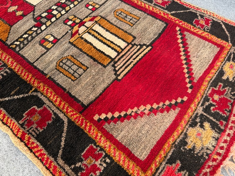 Vintage Kurdish Rug 3x4 Hand knotted Wool Rug Kars Anatolian Tribal Prayer Rug gallery