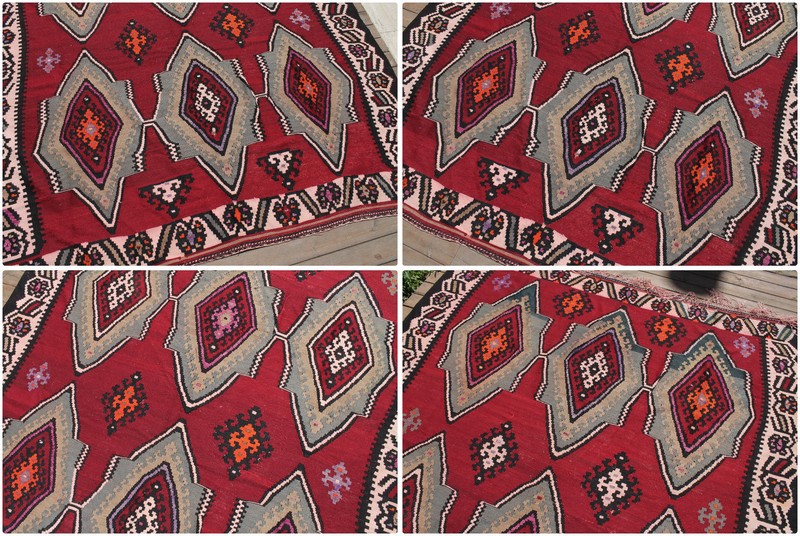 Turkish Kilim 6x10 Big Size Vintage Red Handmade Oriental Area Rug 204x306cm gallery