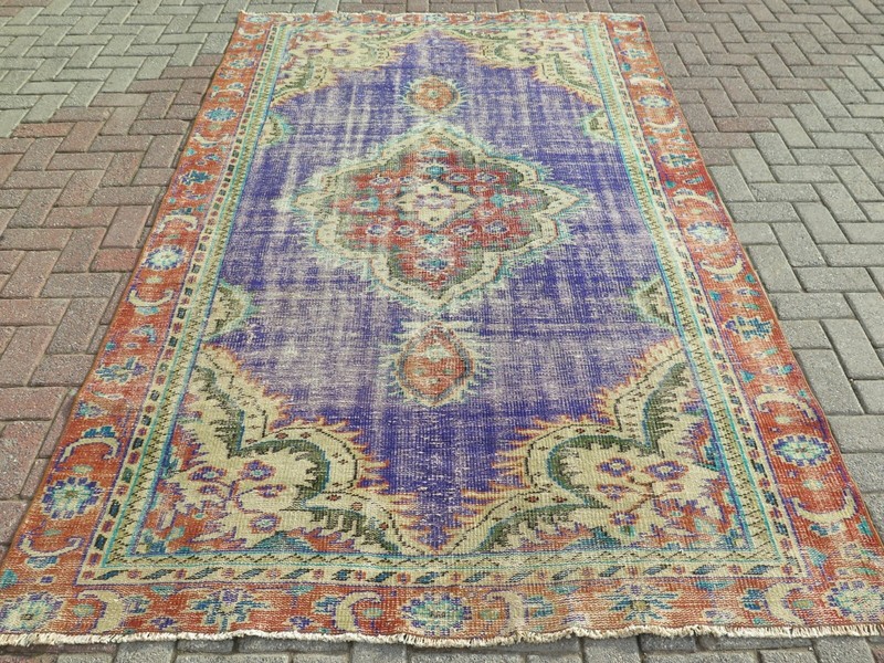 Vintage Anatolia Carpet Distressed Rug, Large Floor Carpet Handmade Rug 66"x106" gallery