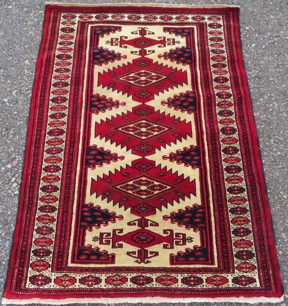 Antique Turkmen Afghan Kizil Ayak Rug. 133cm x 98cm