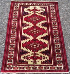 Antique Turkmen Afghan Kizil Ayak Rug. 133cm x 98cm