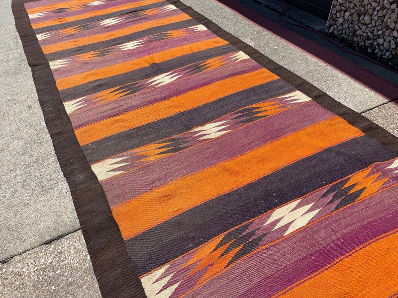 LONG WIDE HANDWOVEN COLORFUL RUNNER rug 5x12 Turkish kilim caucasian flatweave gallery