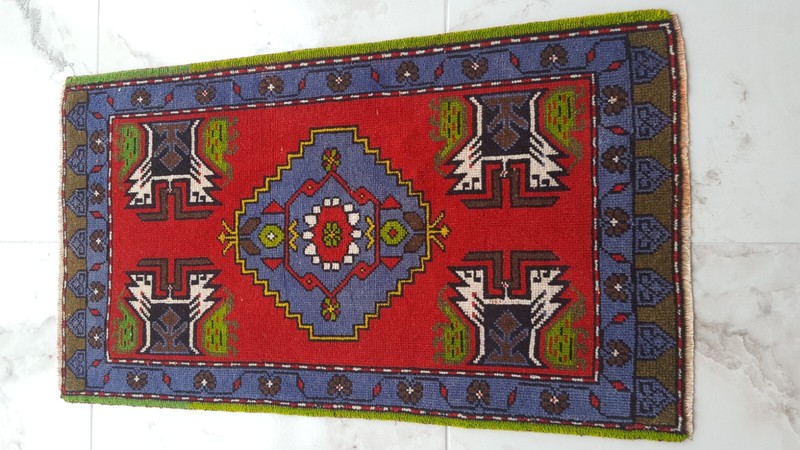Doormat Vintage Rug 2x3 Small Handmade Tiny Rug Minimalist Modern Rug gallery
