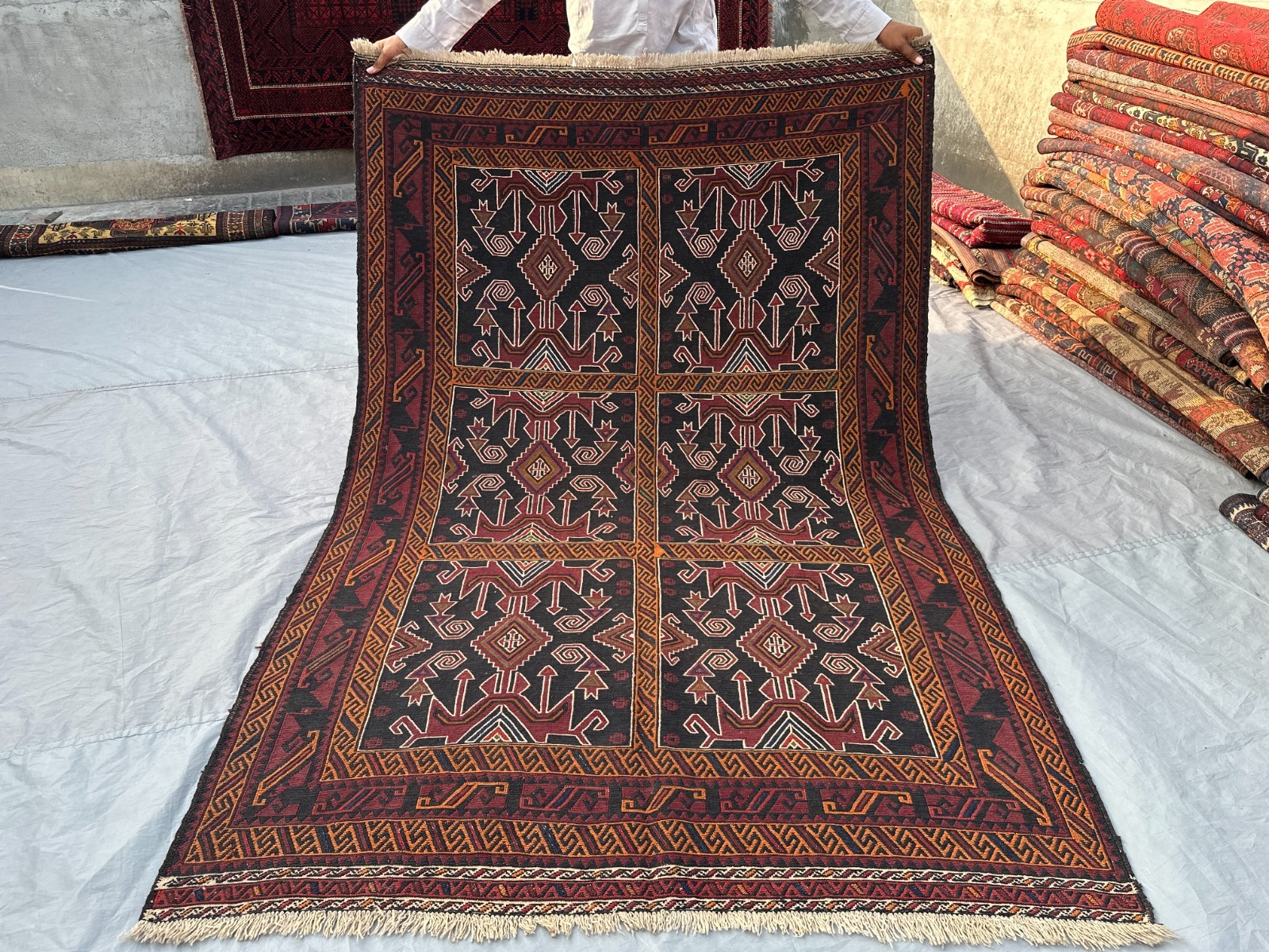 4'10 x 7'2 ft Vintage Hand Woven Maldari Kilim Rug Tribal Flat Weave Decor Rug gallery