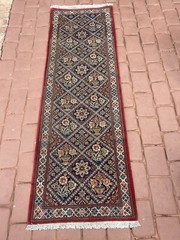 Middle Eastern Hand Knotted Wool Rug Floral Runner 74.5” X 24.5”