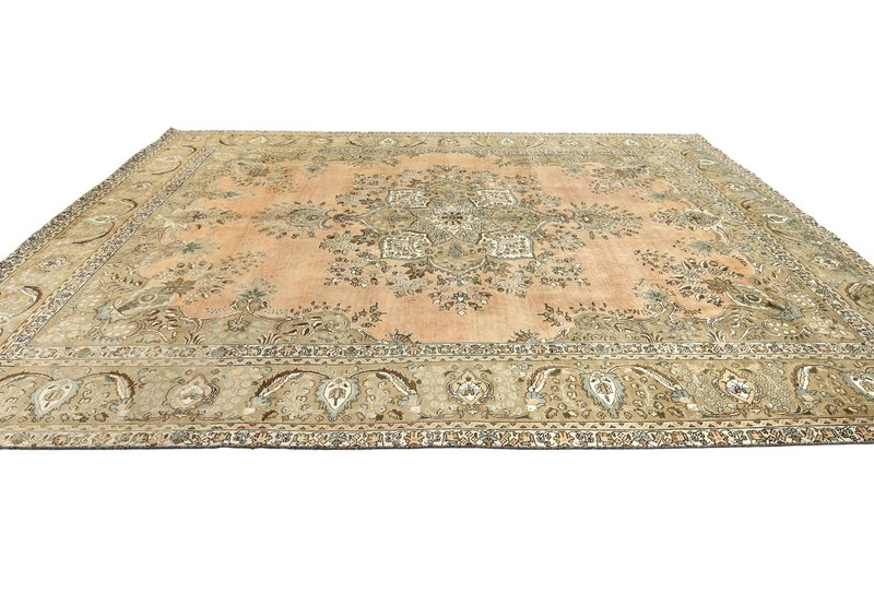 10X12 ft Handmade Semi-Antique Oriental Rug Distressed Medallion Design Carpet gallery