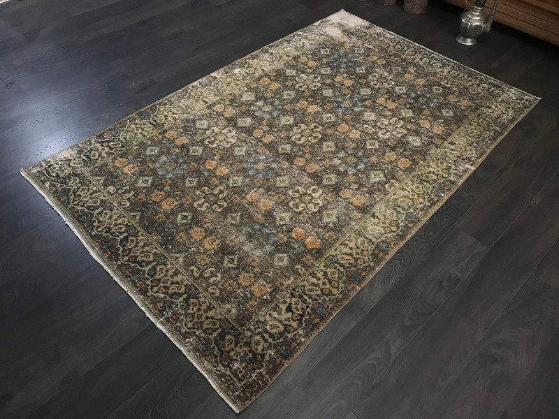 4.5x7.1 Large Vintage Brown Turkish Oushak Rug gallery