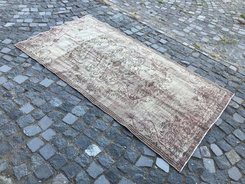 Bohemian Area Rug Handmade Wool Rug Turkish Vintage Traditional Rug 3,9 x 7,5 ft gallery