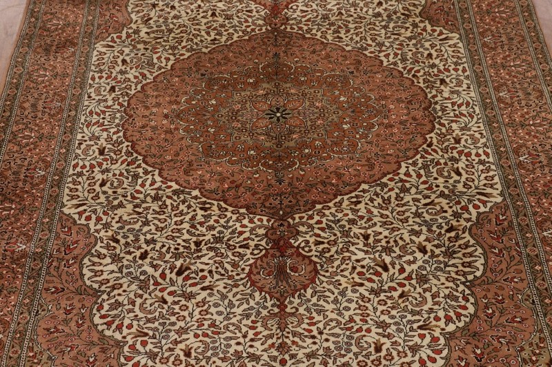 Vintage Floral Anatolian Turkish Ivory Wool Handmade Living Room Area Rug 7x10 gallery