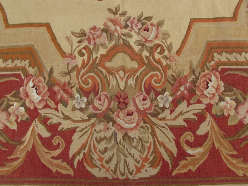 Old Hand Made French Design Wool 12x9 Beige Gold Original Aubusson 375X261cm gallery