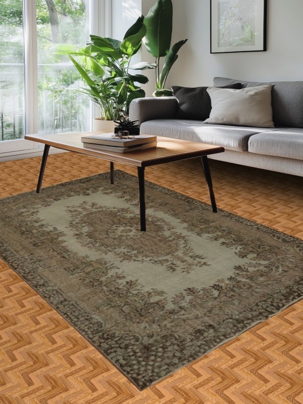 Exquisite Traditional Distressed Anatolian Rug 6x9 Ivory Wool Handmade Carpet gallery
