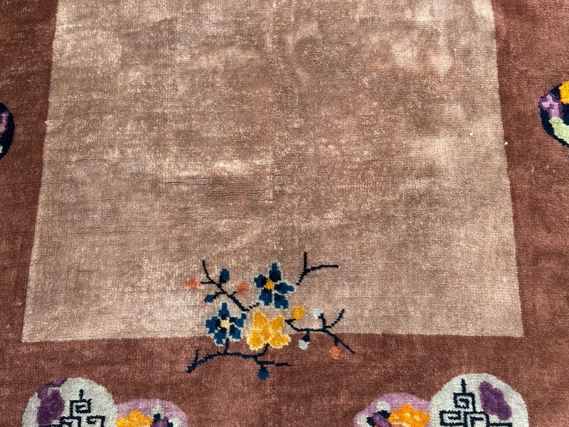 Ci 1920's ANTIQUE ART DECO CHINESE WALTER NICHOLS RUG 4x6.8 HEALTHY EVEN PILE gallery