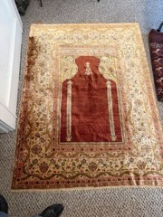 Vintage Turkish 1930 Silk Turkish Prayer Rug