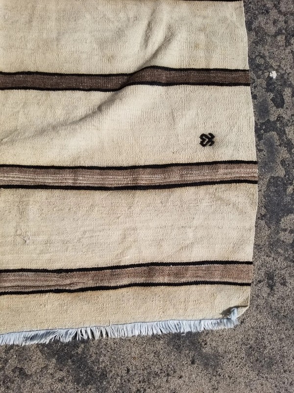 Vintage Traditional Handmade Turkish Striped Wool Multicolor Kilim 6.5x3.7 ft gallery