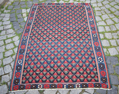 Antique Caucasian Rug 44” x 59” Collector’s Item Flat Woven Senneh Worn Rug