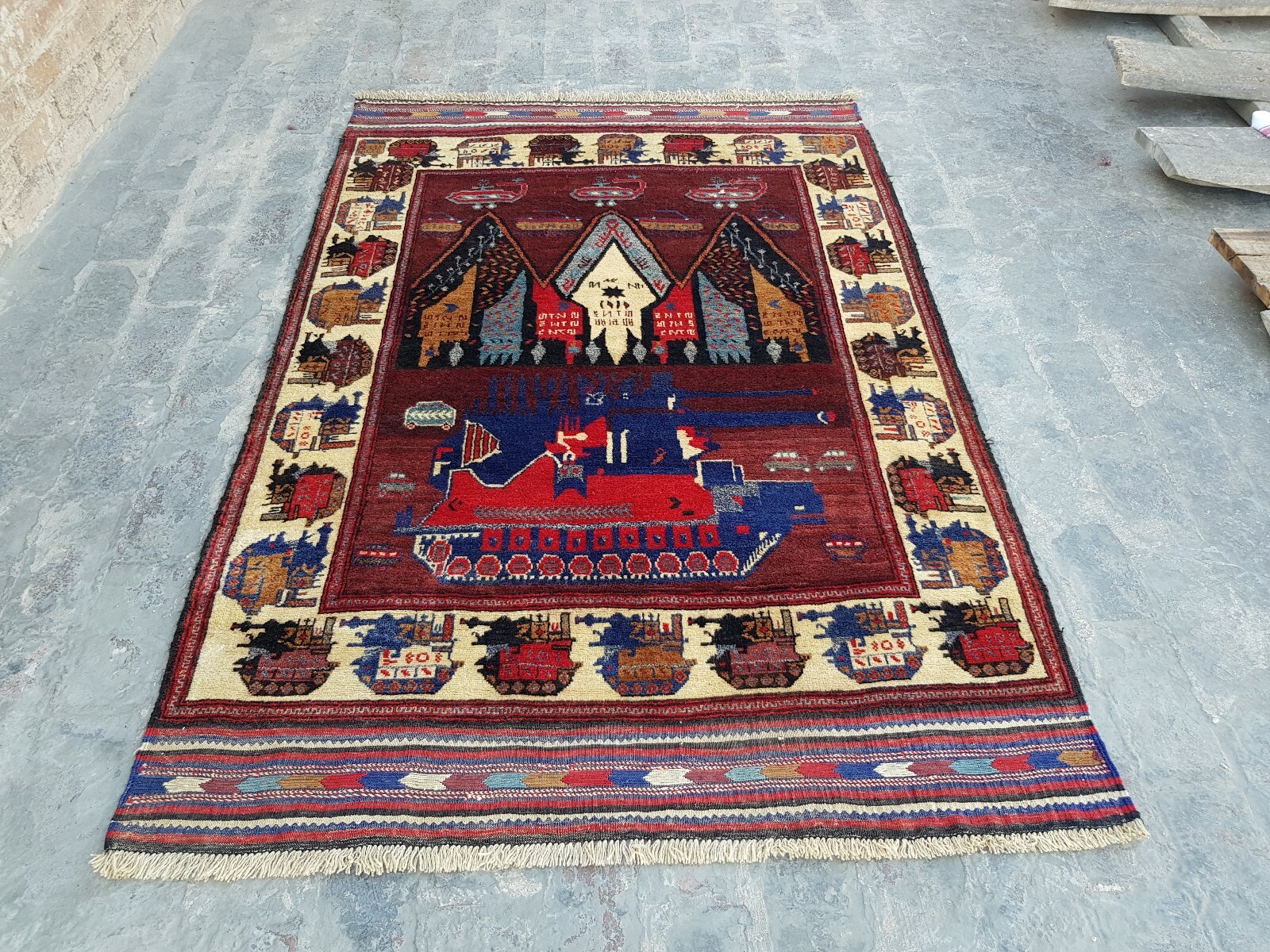 6'3"x4'6" ft Baloch War Rug Handmade Afghan War Rug Trible Shindand Rug war art gallery