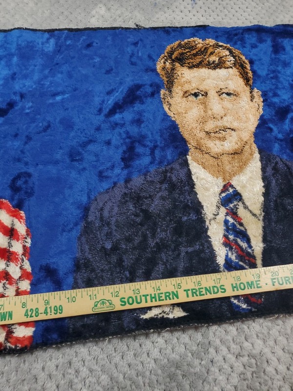 Vintage JFK President John F Kennedy Wall Hanging Felt Tapestry Rug 36 inch gallery