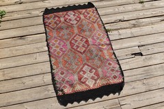 Turkish Kilim Rug 19”x35” Hand Woven Sivas Mini Cicim Kilim 50x85cm Chair Rug