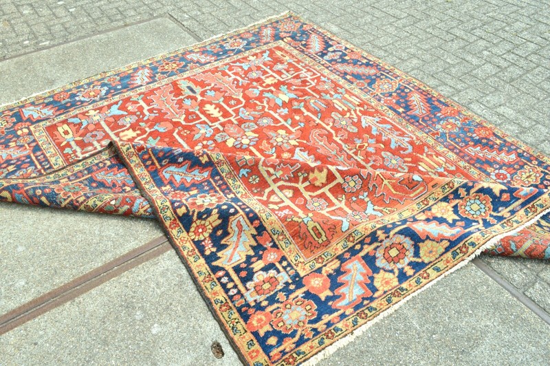 GORGEOUS ANTIQUE 1890'S ALL OVER RARE SIZED SERAPI HERIZ REGION RUG ***wws*** gallery