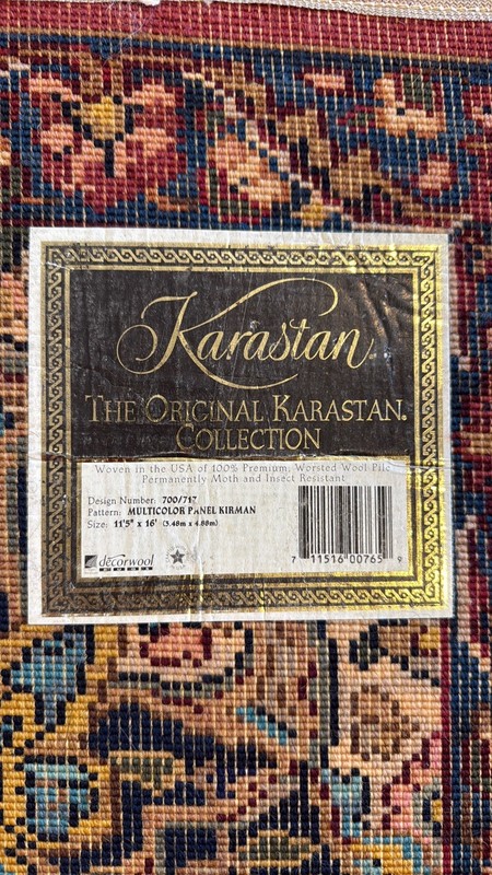 11.5x16 Karastan Multicolor Panel Kirman Rug #717, Palace Size Wool 700 Series gallery