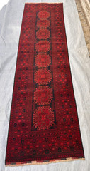 Vintage Afghan Turkmen Bokhara Runner Rug Hand Knotted Wool Oriental Carpet 3×9