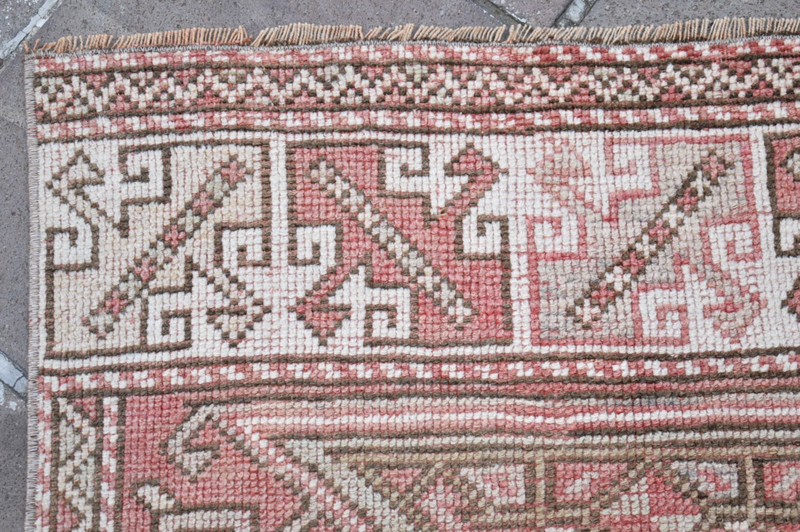 Vintage Turkish Rug 32'' x 75'' Muted Dye Rug Anatolian Canakkale Hallway Rug gallery