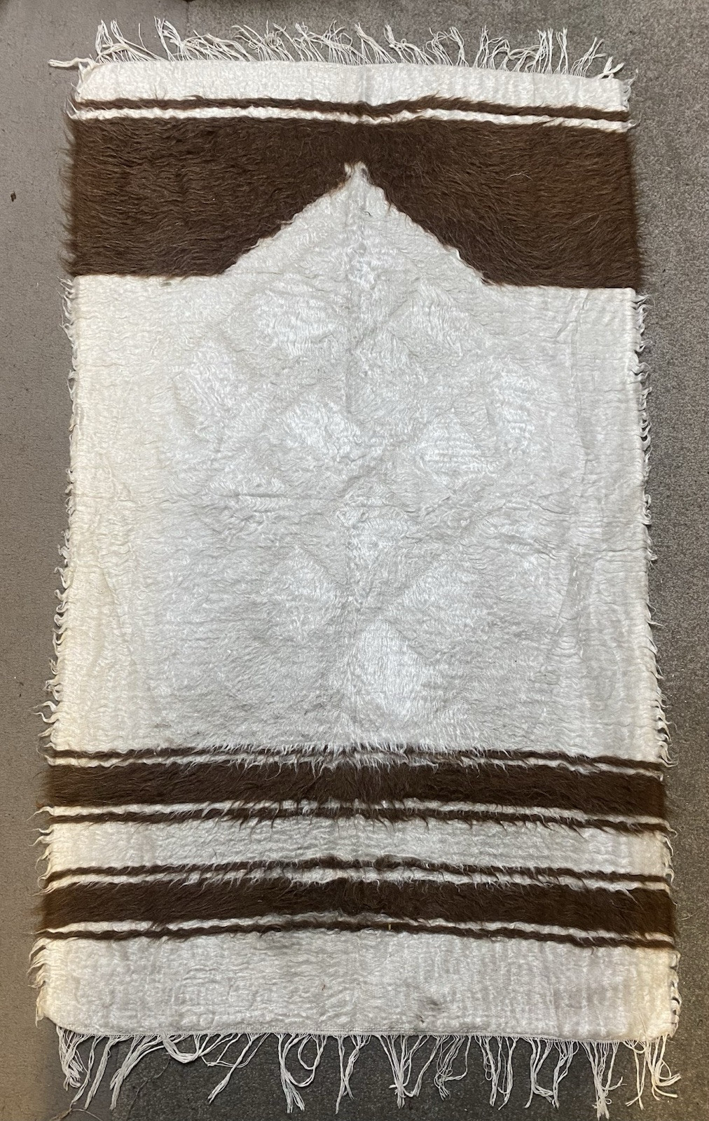 Vintage Turkish Angora Wool Blanket Kilim Rug Siirt 131x77cm gallery