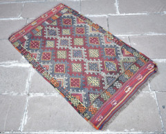Vintage Turkish Rug 31” x 52” Anatolian Cicim Rug Organic Wool Embroidered Rug