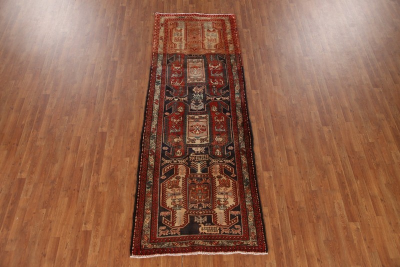 Vintage Traditional Runner Rug 4x10 Hand-knotted Wool Geometric for Hallway gallery