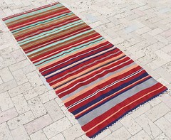 Turkish Kilim 32”x78” Oriental Runner Corridor Stairs Striped Hallway Rug