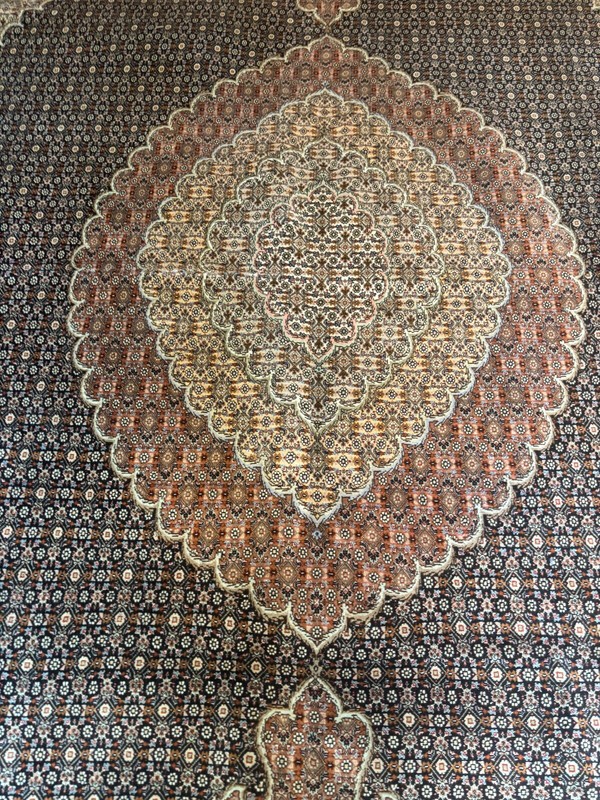 13x9.7 . HANDMADE RUG. CARPET . HAND MADE wool and silk gallery