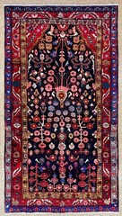 Hand Knotted Tribal Nahavand 4×9 Traditional Blue Red Wool Oriental Area Rug