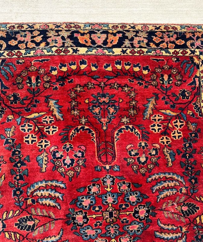 EXTRAORDINARY, BOLD, COLORFUL, SOFT, ANTIQUE 1920 SAROUGH RUG. gallery