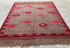 Vintage Handmade Traditional Turkish Floral Wool Kilim Rug 288×240 cm