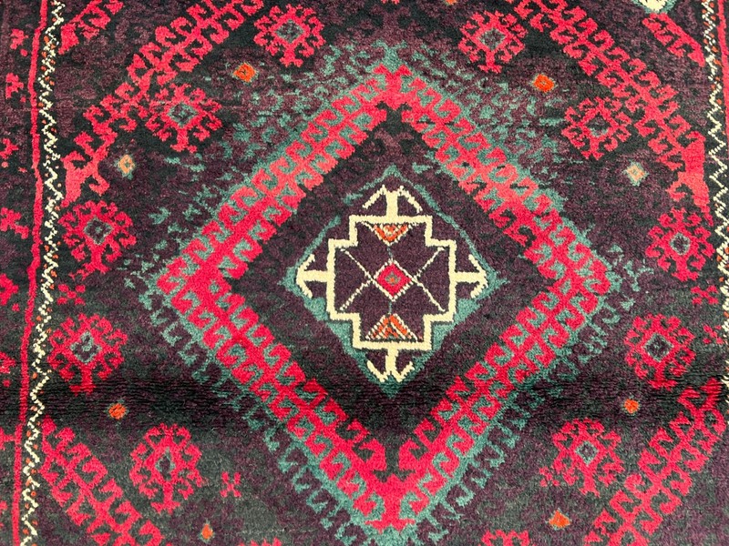 4'2x8'5 Vintage Afghan Baluchi Runner Rug Hand Knotted Wool Tribal Floor Carpet gallery