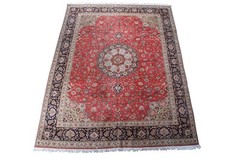 Very Fine Silk Wool Floral All Over Red Medallion Birds Area Rug Carpet 10 x 13′