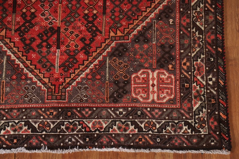 Vintage Red Wool Traditional Tribal Area Rug 5'x8' Wool Hand-knotted Nomadic Rug gallery