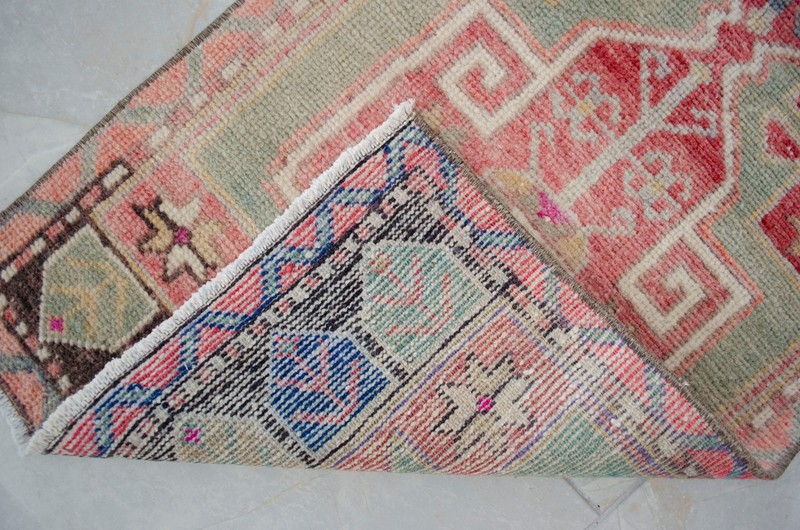 Vintage Turkish Rug Handmade Small Rug, Wool Doormat, Kitchen Rug, 2x4 ft approx gallery