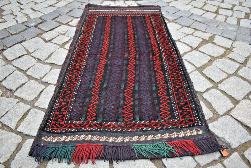 Antique Tribal Rug 22'' x 45'' Afghan Collector's Item Tribal Yastik Wool Rug gallery