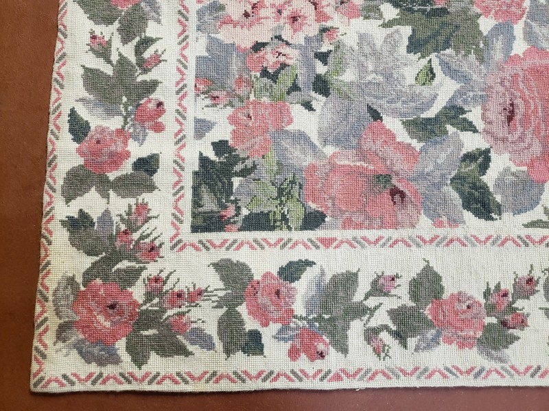 5x8 Needlepoint Rug 5' 4" x 8' 3" Wool Flat Weave Floral Carpet New Unused Nice gallery
