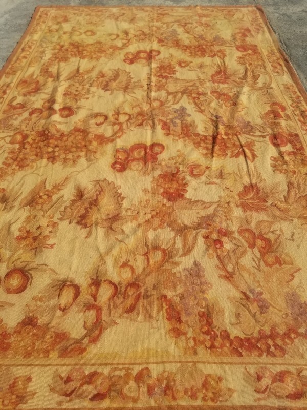 Vintage Handmade French Floral Needlepoint Wool Rug 258x166 cm gallery